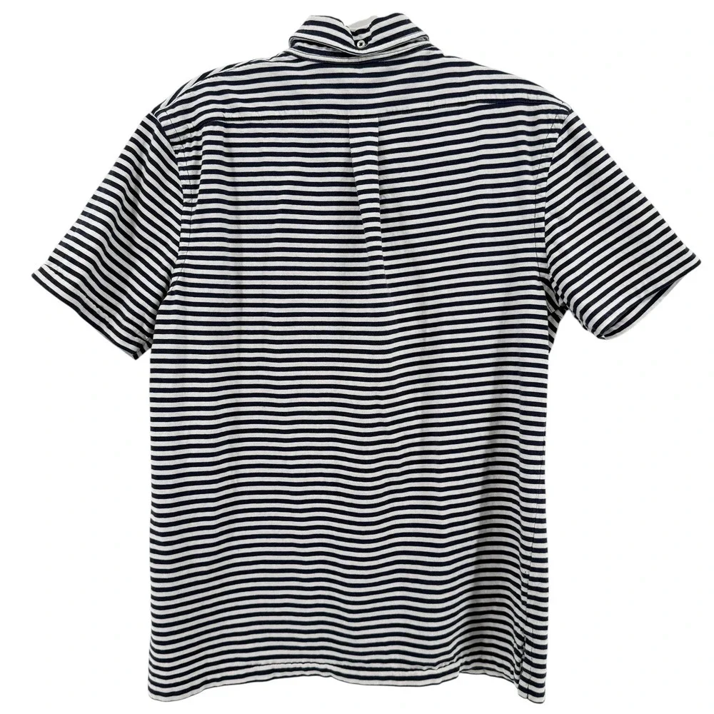 Ralph Lauren Mens Medium Navy White Striped Red Pony Short Sleeve‎ Polo Shirt